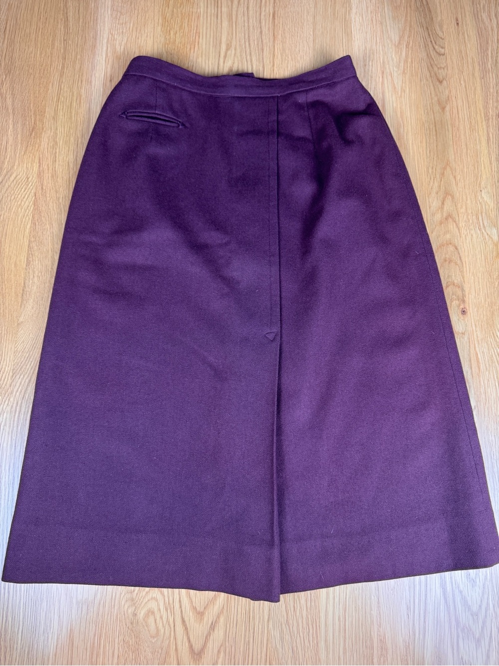 Vintage Midi A-Line Wool Blend Skirt in Maroon